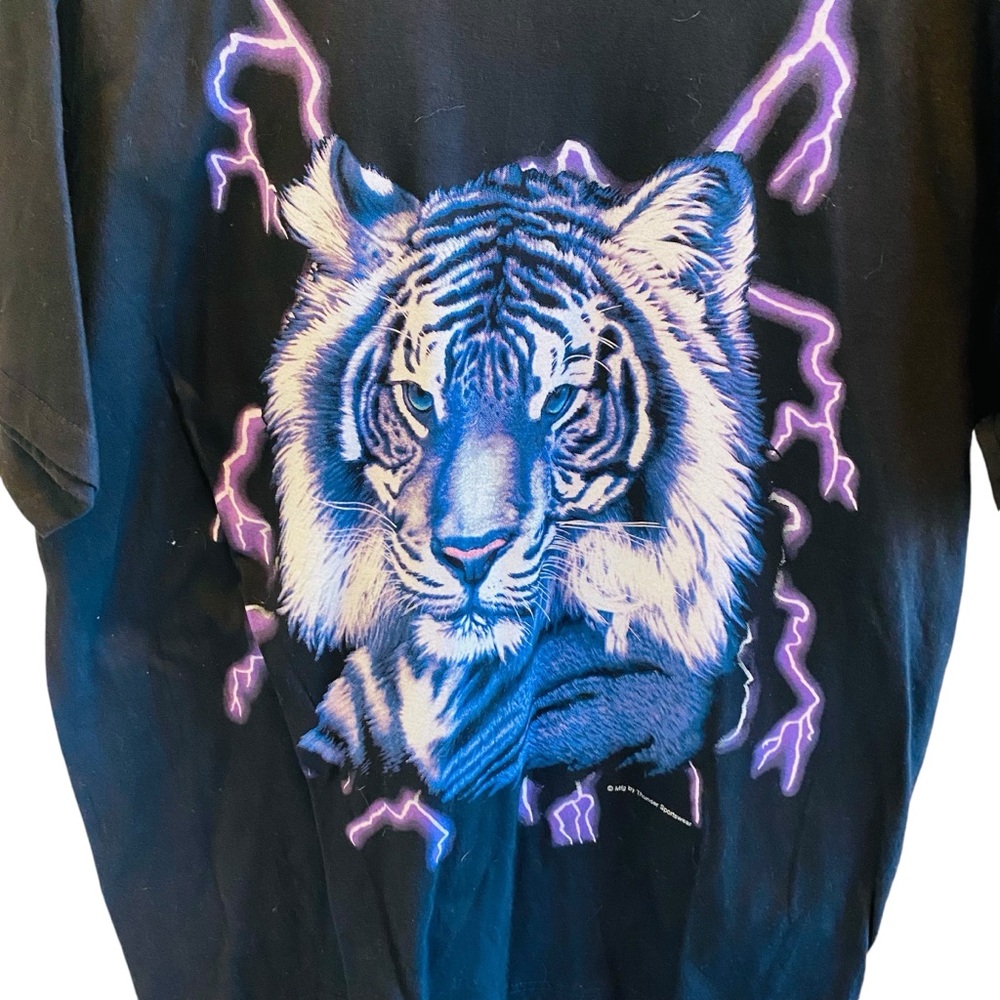 AMERICAN THUNDER X Tiger Lightning Tee Shirt Vintage Rare - Picture 3 of 7